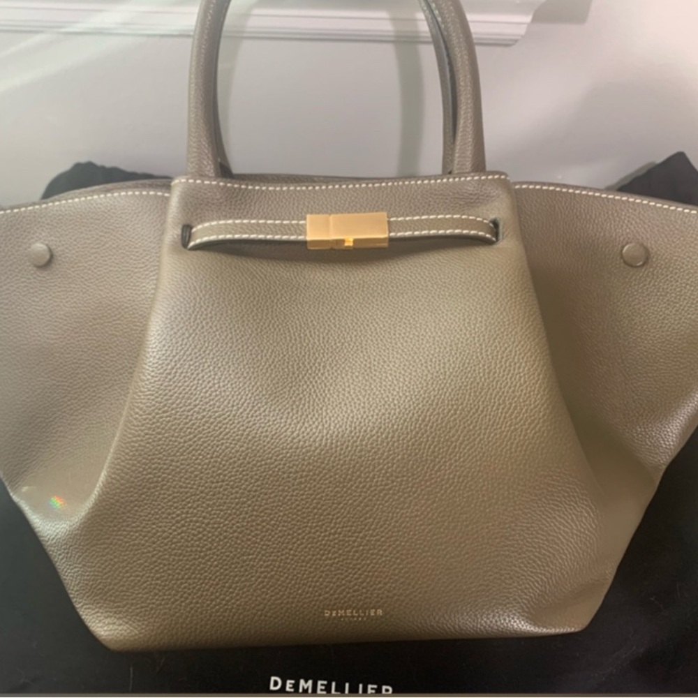 DeMellier Olive Green Leather Midi New York Tote